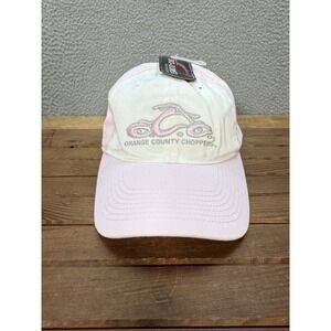 Orange County Choppers Hat Womens Pink White Strap Back Motorcycles Biker Y2K